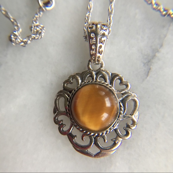 Jewelry - Tiger’s Eye 925 Sterling Silver  Necklace NWOTs